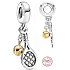 Sterling Silber 925 Tennisschläger und Ball, 2in1 Sportarmband Anhänger