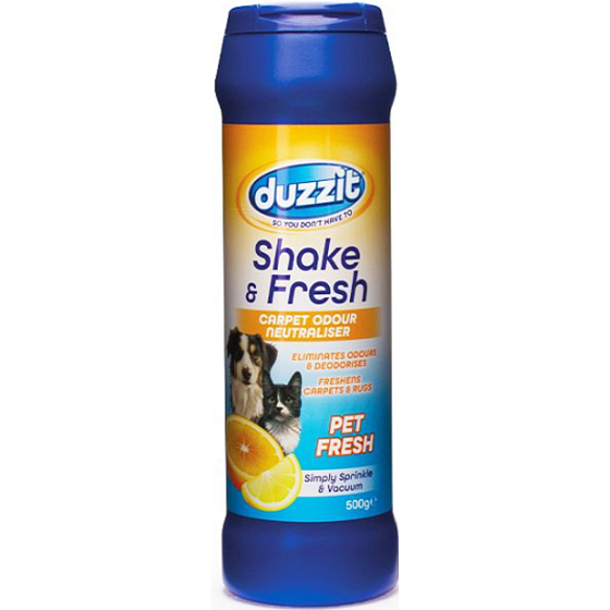 Duzzit Shake & Fresh Pet Lemon - Zitroniger Teppichduft zur Beseitigung von Haustiergerüchen 500 g