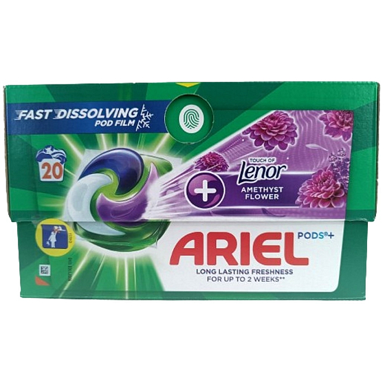 Ariel +Touch Of Lenor Amethyst Flower Gelkapseln für lang anhaltende Frische 20 Stück