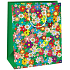 Ditipo Geschenkpapiertüte 26,4 x 13,6 x 32,7 cm Grüne bunte Blumen