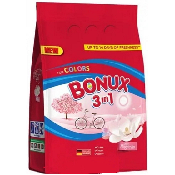 Bonux Color Pure Magnolia 3in1 Waschpulver für Buntwäsche 54 Dosen 3,51 kg