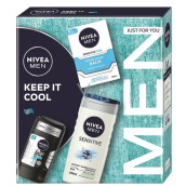 Nivea Men Keep it Cool Sensitive After Shave Balsam 100 ml + Nivea Invisible Black & White Fresh Antitranspirant Stick 50 ml + Nivea Men Sensitive Duschgel 250 ml, Kosmetikset für Männer