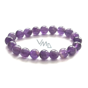 Amethyst Armband elastisch Naturstein, Kugel 10 - 11 mm / 16 - 17 cm, AA Qualität, Stein der Könige und Bischöfe