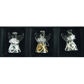 Engel aus Glas, 3 Diamanten und Steine, 4,5 cm