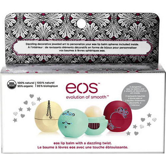Eos Limited Edition Holiday 2015 Süße Minze + Granatapfel-Himbeere + Vanillebohne Lippenbalsam 3 x 7 g
