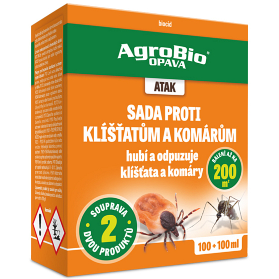 AgroBio Atak Set gegen Zecken und Mücken 100 + 100 ml A3IL621+G4HI407, 9/2026