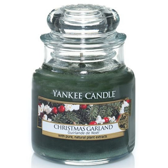 Yankee Candle Christmas Garland - Weihnachtskranz Duftkerze Klassisches kleines Glas 104 g