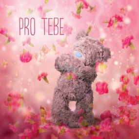 Ich zu dir 3D-Grußkarte Für dich, Teddybär mit fallenden Blumen 15,5 x 15,5 cm