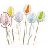 Weißes Plastikei, rosa Federaussparung 6 cm + Spieße