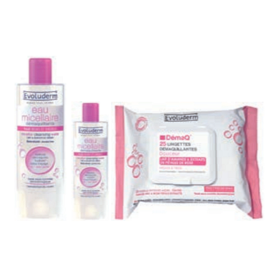Evoluderm Mizellenreinigungswasser Mizellenwasser für trockene und empfindliche Haut 250 ml + Make-up-Tücher 25 Stück + Mizellenwasser 100 ml Kosmetikset