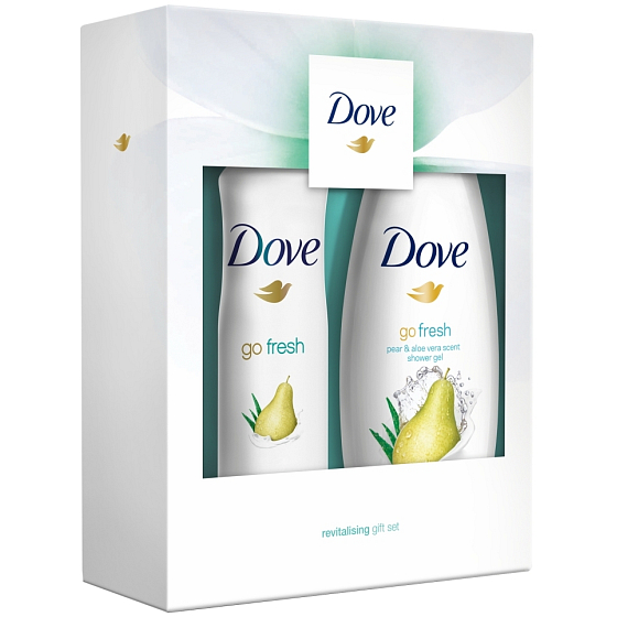Dove Go Fresh Birne und Aloe Vera Duschgel für Frauen 250 ml + Antitranspirant Deodorant Spray für Frauen 150 ml, Kosmetikset