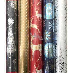 Zöwie Geschenkpapier 70 x 150 cm Weihnachten Luxus Platin grau - silberne Sterne und Bäume