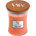 WoodWick Tamarind & Stonefruit - Duftkerze aus Tamarinde und Stein mit Holzdocht und Deckelglas Medium 275 g