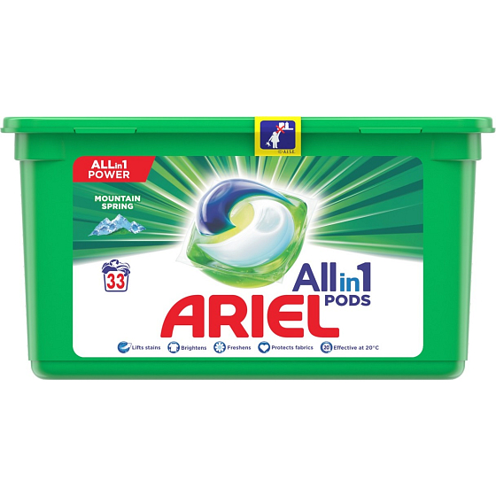 Ariel All-in-1 Pods Mountain Spring Gel-Waschmittelkapseln 33 Stück 831,6 g