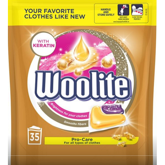 Woolite Pro-Care Keratin-Gelkapseln zum Waschen empfindlicher Wäsche erweichen und schützen XL-Fasern 35 Stück