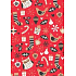 Ditipo Geschenkpapier 70 x 200 cm Weihnachten KRAFT rote Eulen Socken Geschenke