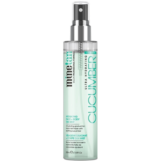 MineTan Cucumber Feuchtigkeitsspendendes Gesichts- und Körpernebel-Feuchtigkeitsspray für eine allmähliche Bräune von 200 ml