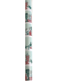 Nekupto Weihnachtsgeschenkpapier 70 x 500 cm Hellgrün mit Häusern