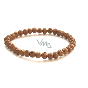 Rudraksha elastisches Armband aus natürlichen Samen, Kugel 6 mm / 16 - 17 cm Rudraksha elastisches Armband aus natürlichen Samen, Kugel 6 mm / 16 - 17 cm