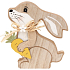 Hölzerner Hase mit Karotte 14 cm