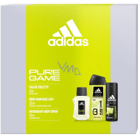 Adidas Pure Game Eau de Toilette 50 ml + Deodorant Spray 150 ml + Duschgel 250 ml, Geschenkset für Männer