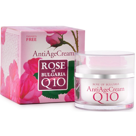 Rose of Bulgaria Anti-Age Anti-Falten Hautcreme mit Coenzym Q10 und Rosenwasser 50 ml