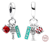 Charm Sterling Silber 925 New York City Triple 3in1, Reise-Armband-Anhänger