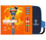 Geschenkset Gillette Fusion, Rasierer, 4 Ersatzklingen, Rasiergel 200 ml