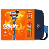 Geschenkset Gillette Fusion, Rasierer, 4 Ersatzklingen, Rasiergel 200 ml