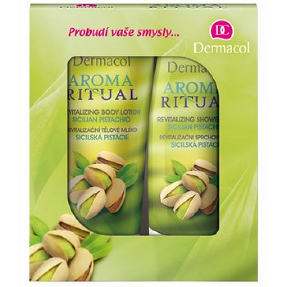 Dermacol Aroma Ritual Sizilianische Pistazien Revitalisierendes Duschgel 250 ml + Körperlotion 200 ml, Kosmetikset