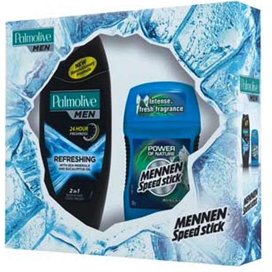 Palmolive Men Erfrischendes Duschgel 250 ml + Mennen Speed Stick Kraft der Natur Avalanche Deodorant Stick 60 g, Kosmetikset