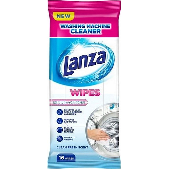 Lanza Waschmaschinenreinigungstücher Multi-Action-Tücher zum Reinigen von Waschmaschinen 16 Stück