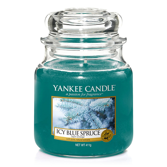 Yankee Candle Eisige Blaufichte Classic Frostkerze Classic Medium Glas 411 g