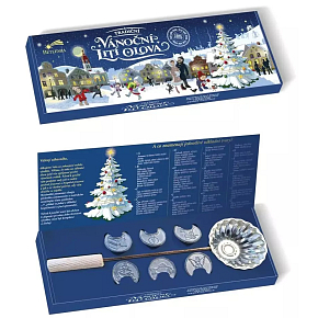Betlemia Traditionelles Weihnachtsbleigießen 6 Bleimünzen + Schmelzpfanne, Bleigussset