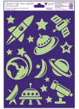 Fensterfolie ohne Kleber Kunststoff leuchtet im Dunkeln Rakete, Ufo 20 x 30 cm