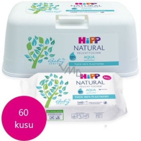 HiPP Babysanft Natural Aqua Reinigungsfeuchttücher ohne Plastik für Kinder 60 Stück + Box