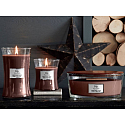 WoodWick Smoked Walnut & Maple - Duftkerze aus gerösteten Walnüssen und Ahornsirup mit Holzdocht und Deckelglas medium 275 g