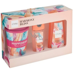 C-Thru Harmony Bliss parfümiertes Deodorantglas für Frauen 75 ml + Duschgel 250 ml + Reisebecher 250 ml, Geschenkset für Frauen