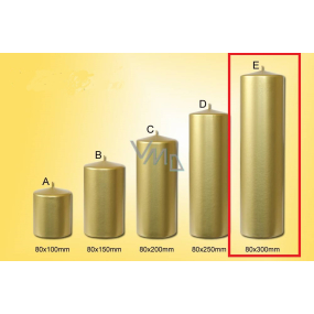 Lima Kerze glatt Metall gold Zylinder 80 x 300 mm 1 Stück