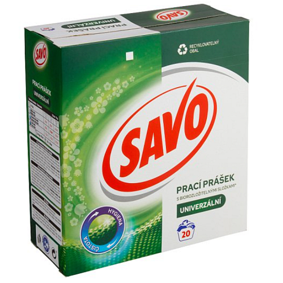 Savo Universal mit biologisch abbaubaren Inhaltsstoffen Waschmittel für farbige und weiße Kleidung 20 Waschgänge 1,4 kg