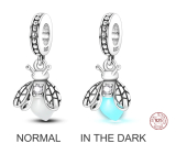 Sterling Silber 925 Luminous - Glühwürmchen leuchtet im Dunkeln, wechselnde Farben, Anhänger am Armband Symbol