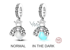 Sterling Silber 925 Luminous - Glühwürmchen leuchtet im Dunkeln, wechselnde Farben, Anhänger am Armband Symbol