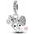 Charme Sterling Silber 925 Mein Baby 3in1 Herz, Fußabdruck, Schnuller, Anhänger für Armband Familie