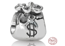 Sterling Silber 925 Geldtasche, Perle auf Armband Symbol