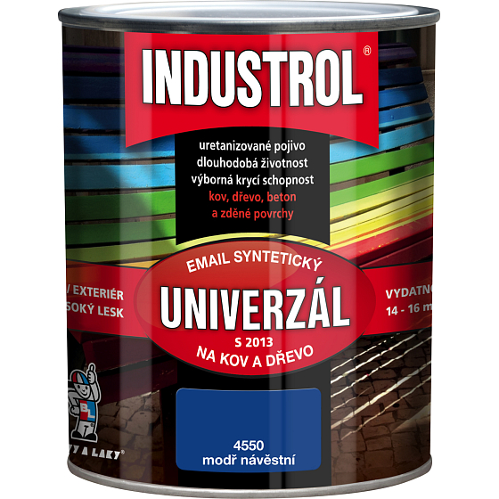 Industrol S2013 univerzál lesk vrchní barva na kov a dřevo, 4550 modř návěstní, 600 ml