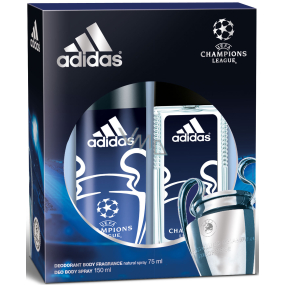 Adidas Champions League parfümiertes Deodorantglas 75 ml + Deodorantspray 150 ml, für Männer Kosmetikset