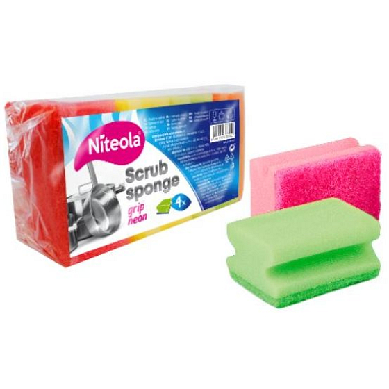 Niteola Grip Scrub Schwamm Ultra geformter Geschirrspülschwamm 9 x 7 x 4,5 cm 4 Stück