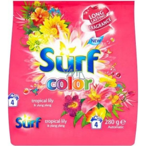 Surf Color Tropical Lily & Ylang Ylang Pulver mit Weichspüler zum Waschen farbiger Wäsche 4 Dosen 280 g