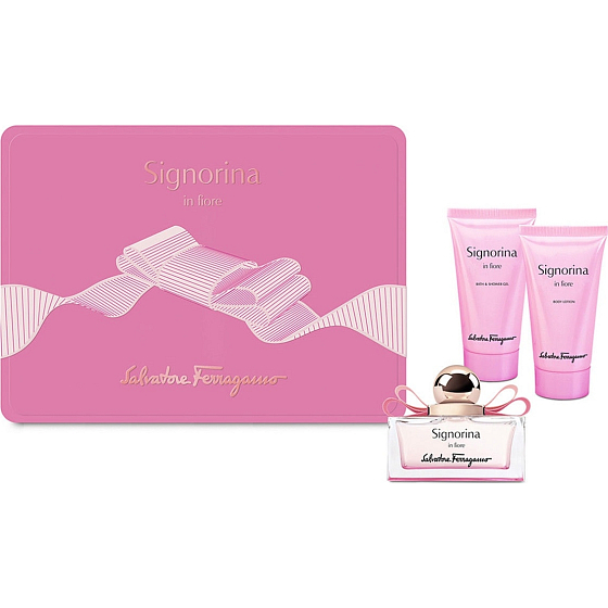 Salvatore Ferragamo Signorina in Fiore Eau de Toilette für Frauen 50 ml + Körperlotion 50 ml + Duschgel 50 ml, Geschenkset