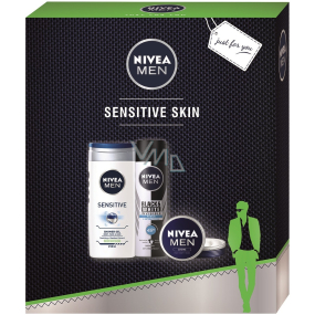 Nivea Men Invisible Black & White Frisches Antitranspirant-Spray für Männer 150 ml + Men Sensitive Duschgel 250 ml + Nivea Men Creme Creme 30 ml, Kosmetikset